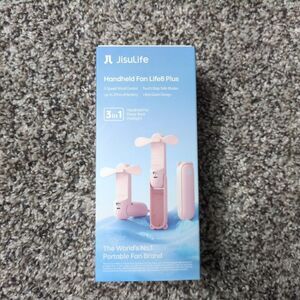 JisuLife Handheld Fan Power Bank Flashlight Life8 Plus PINK Rechargeable 3in1